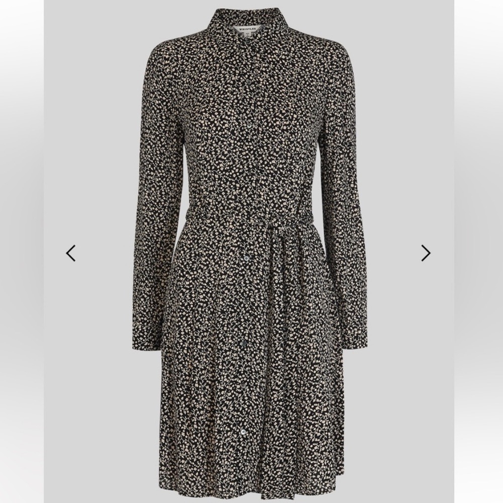 Whistles NWT Autumn Ditsy Floral Viscose Long Sleeve Collar Shirt Dress NO BELT - Picture 4 of 17